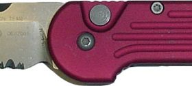 MICROTECH LUDT SERRATED RED HANDLE