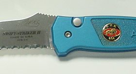 Randall King Swift Striker  2 With Blue Handle, Serrated Blade